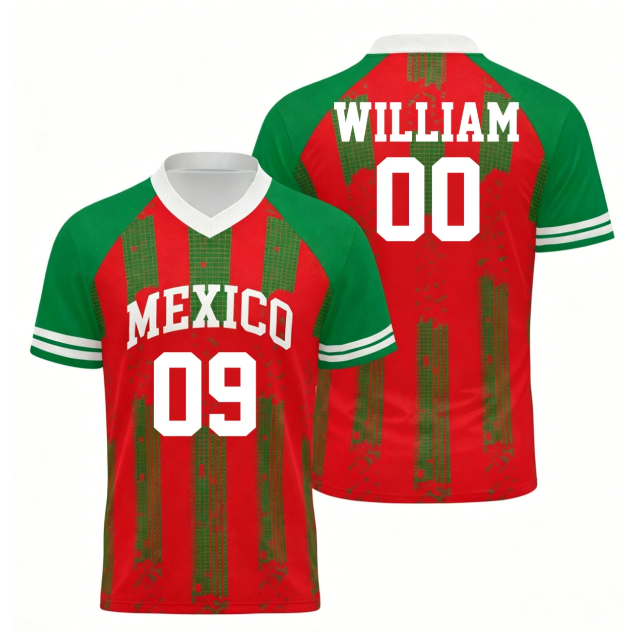 Personalized Retro Mexico Patriotic Football Jersey, Custom Mexican Flag Color Uniform Tee