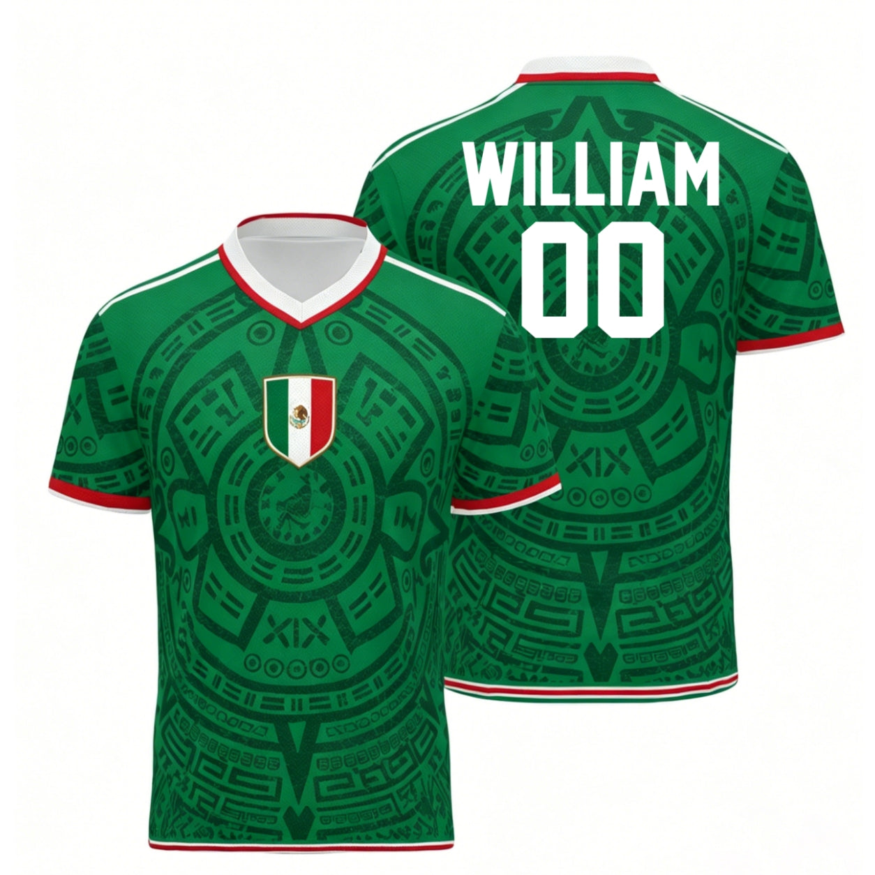 Custom Dark Green Aztec Mexico Jersey – Personalized Name Number Soccer Shirt