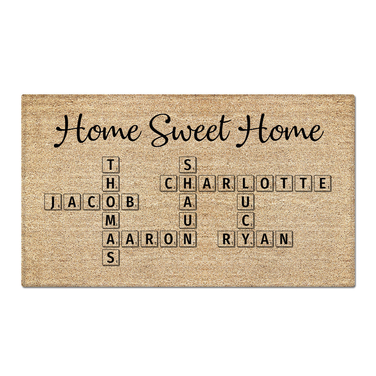 Home Sweet Home Crossword Puzzle Art Personalized Doormat