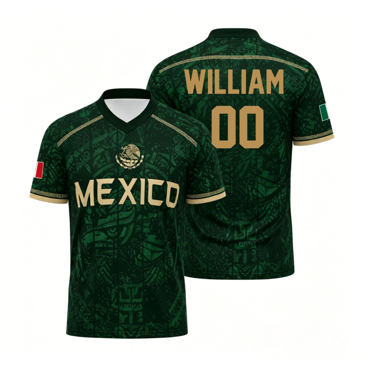 Forest Green Mayan Tribal Mexico Custom Patriotic Football Jersey
