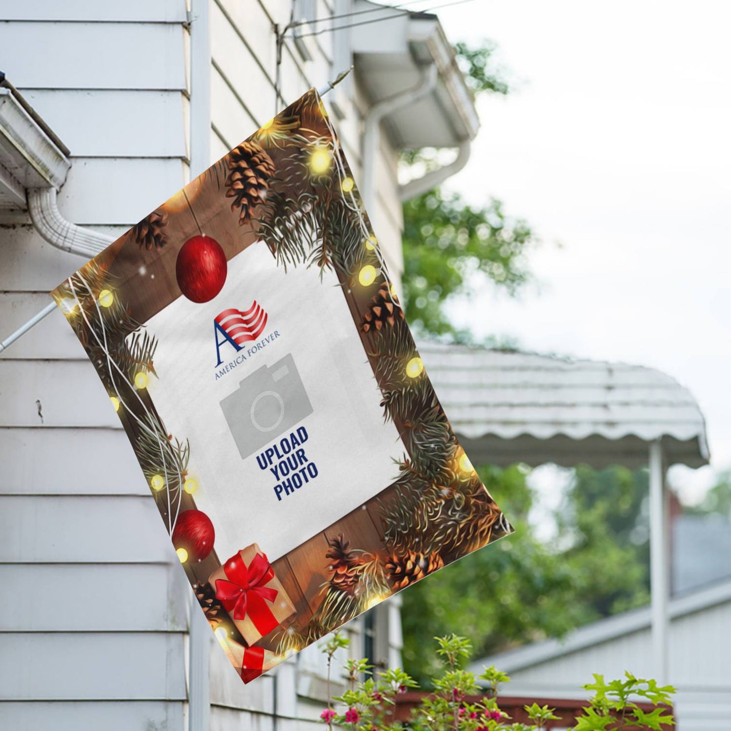 Personalized Wood Panel Lights House Flag & Garden Flag