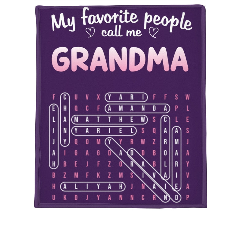 Favorite People Call Me Grandma Word Search Puzzle - Personalized Fleece Blanket - Mother's Day Gift For Grandma