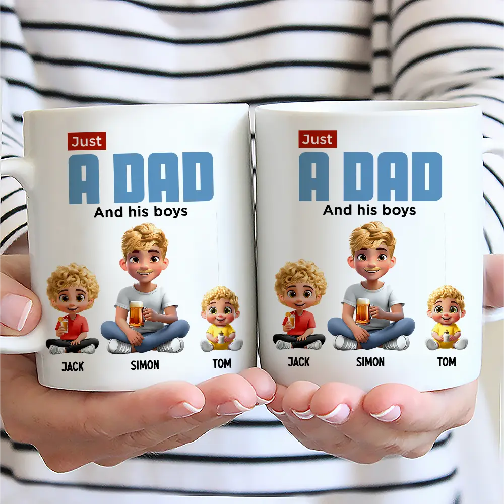 Just A Dad And His Girl 3D Cartoon - Personalized Mug