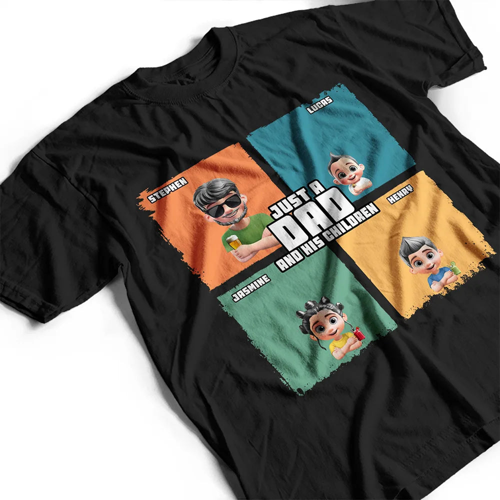 Comic Style Just A Dad And His Girl - Personalized T Shirt