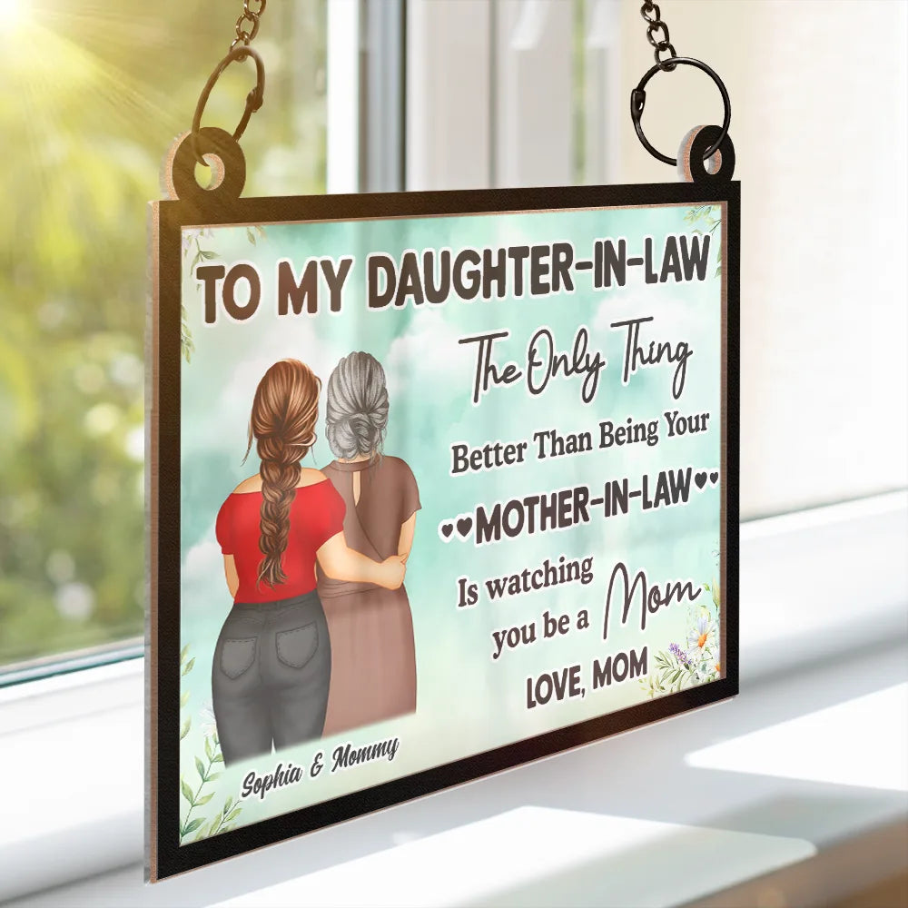 Watching You Being A Mom Mother To Daughter Starry Night - Personalized Window Hanging Suncatcher Ornament