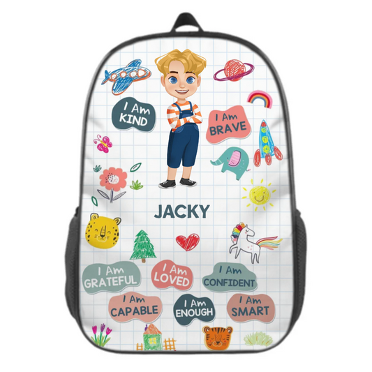 I Am Kind Smart Brave Affirmations - Gift For Kids, Back To School - Personalized Backpack