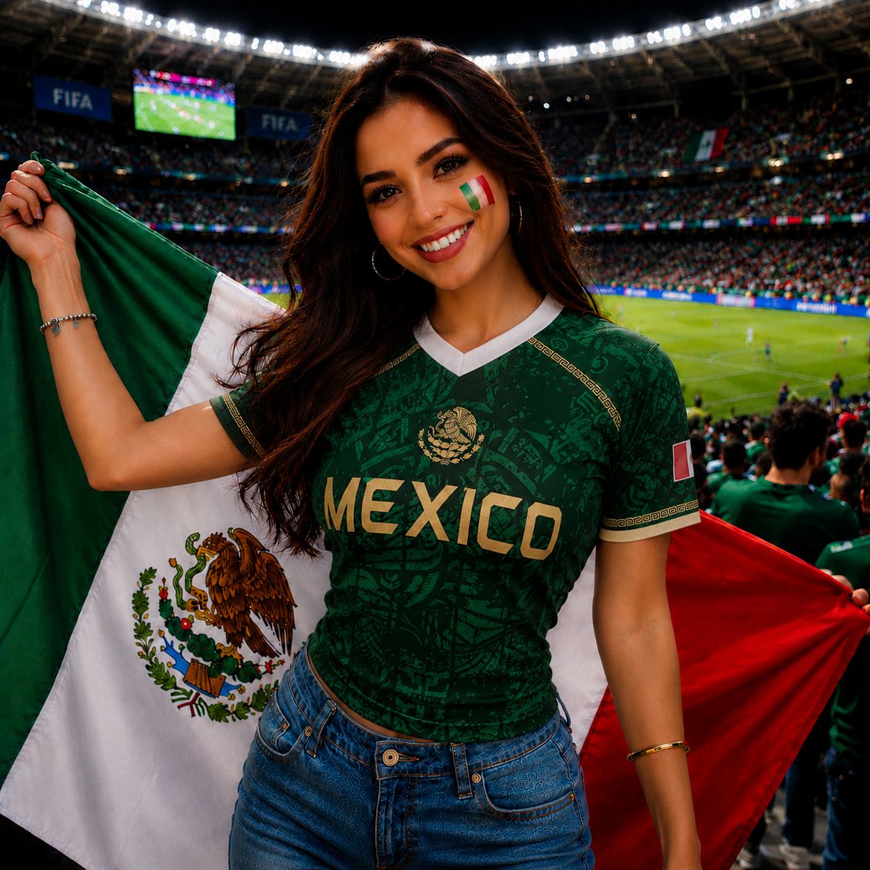 Forest Green Mayan Tribal Mexico Custom Patriotic Football Jersey
