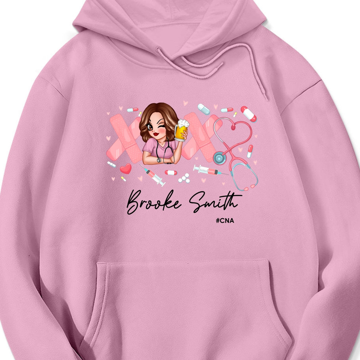 Pink Coquette XOXO Nurse Personalized Shirt, Birthday Valentine's Day Gift For Nurse Wife, Girlfriend, Bestie