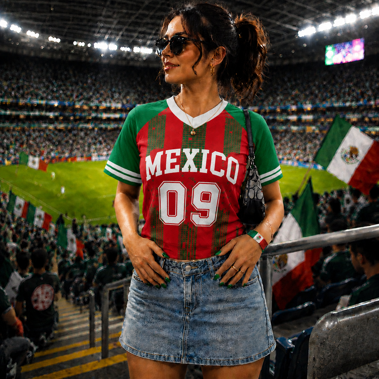 Personalized Retro Mexico Patriotic Football Jersey, Custom Mexican Flag Color Uniform Tee