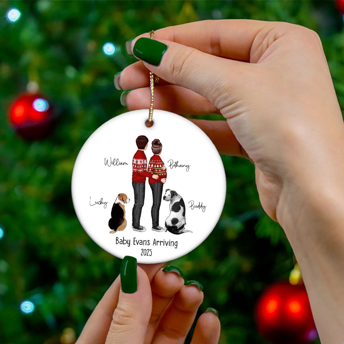 Custom Maternity Ornament, Personalized Expectant Parents, Pregnancy Announcement