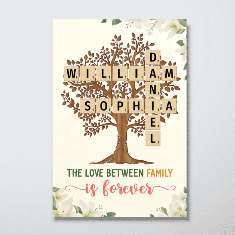 Personalised Family Tree Crossword Canvas