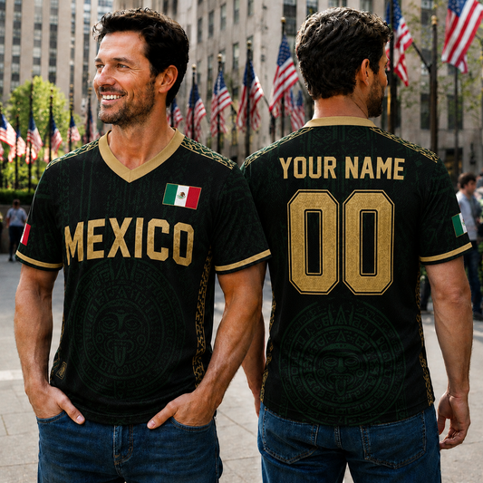 Personalized Black Green Mexican Flag Aztec Custom Uniform