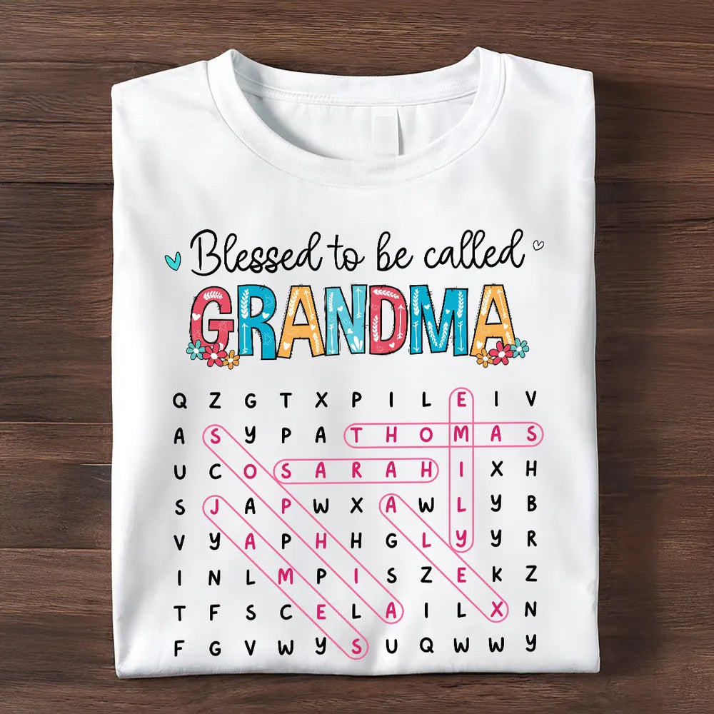 Blessed To Be Called Grandma Word Search Puzzle - Personalized Shirt - Mother's Day Gift For Grandma Mom