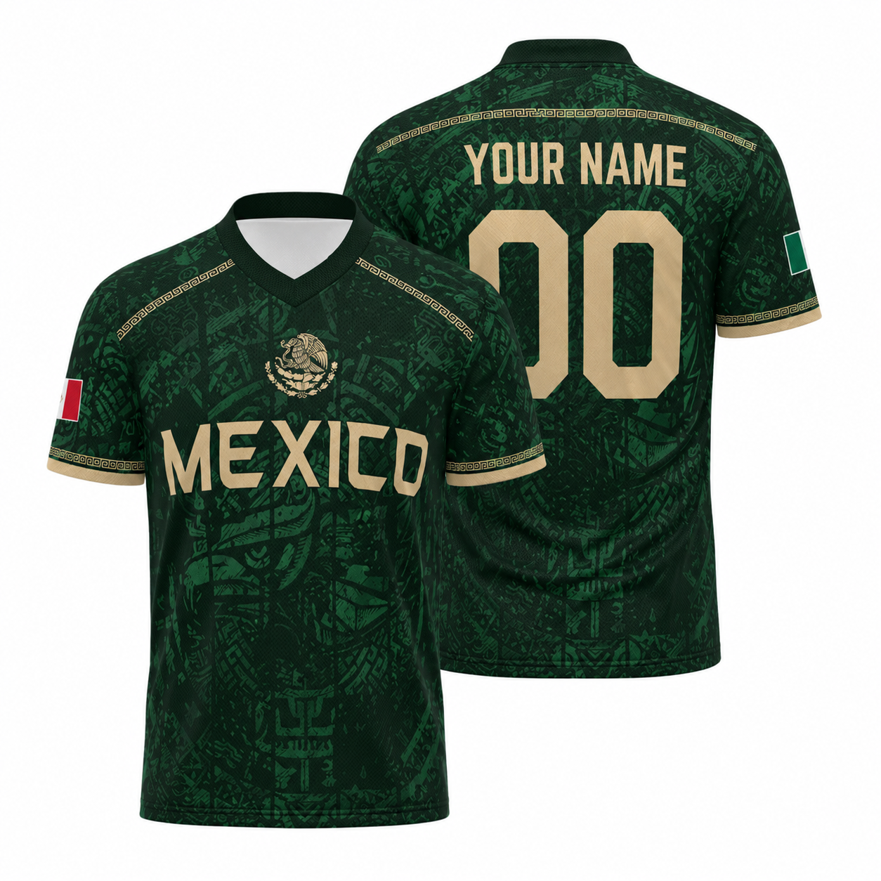 Forest Green Mayan Tribal Mexico Custom Patriotic Football Jersey