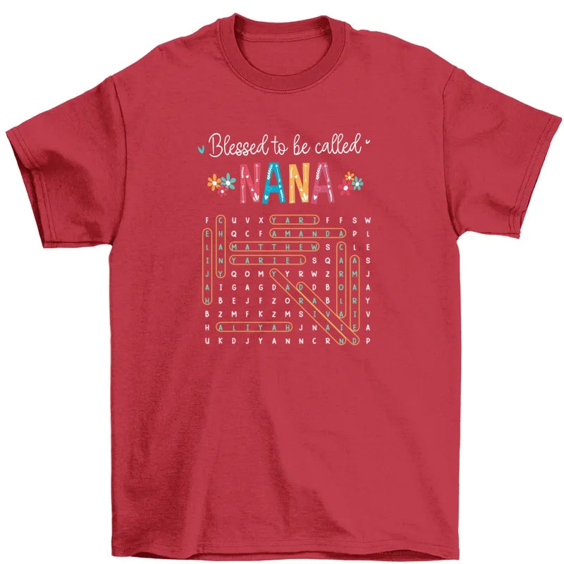 Blessed To Be Called Grandma Grandkids Name Word Search Puzzle - Personalized Shirt - Mother's Day Gift For Grandma Mom