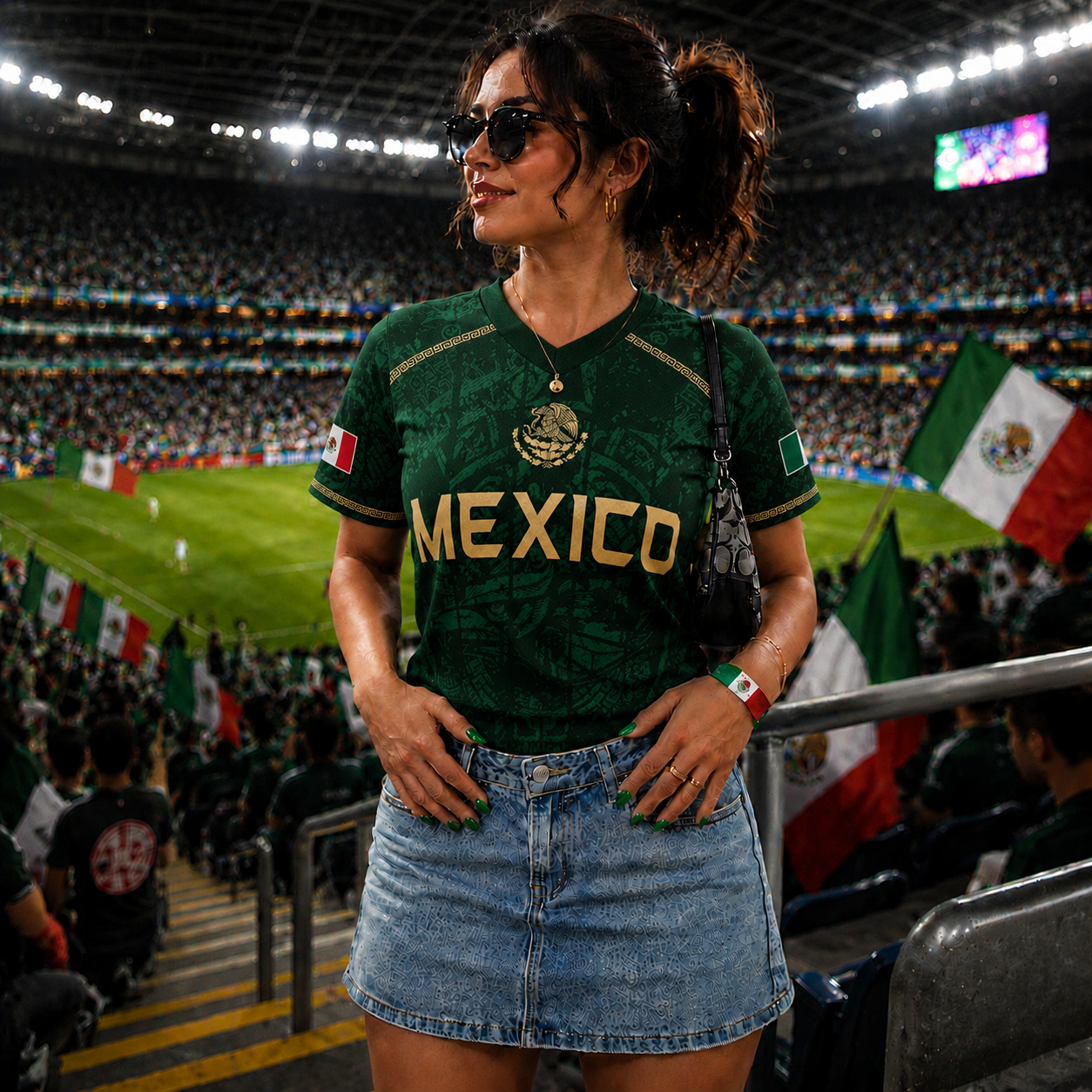 Forest Green Mayan Tribal Mexico Custom Patriotic Football Jersey