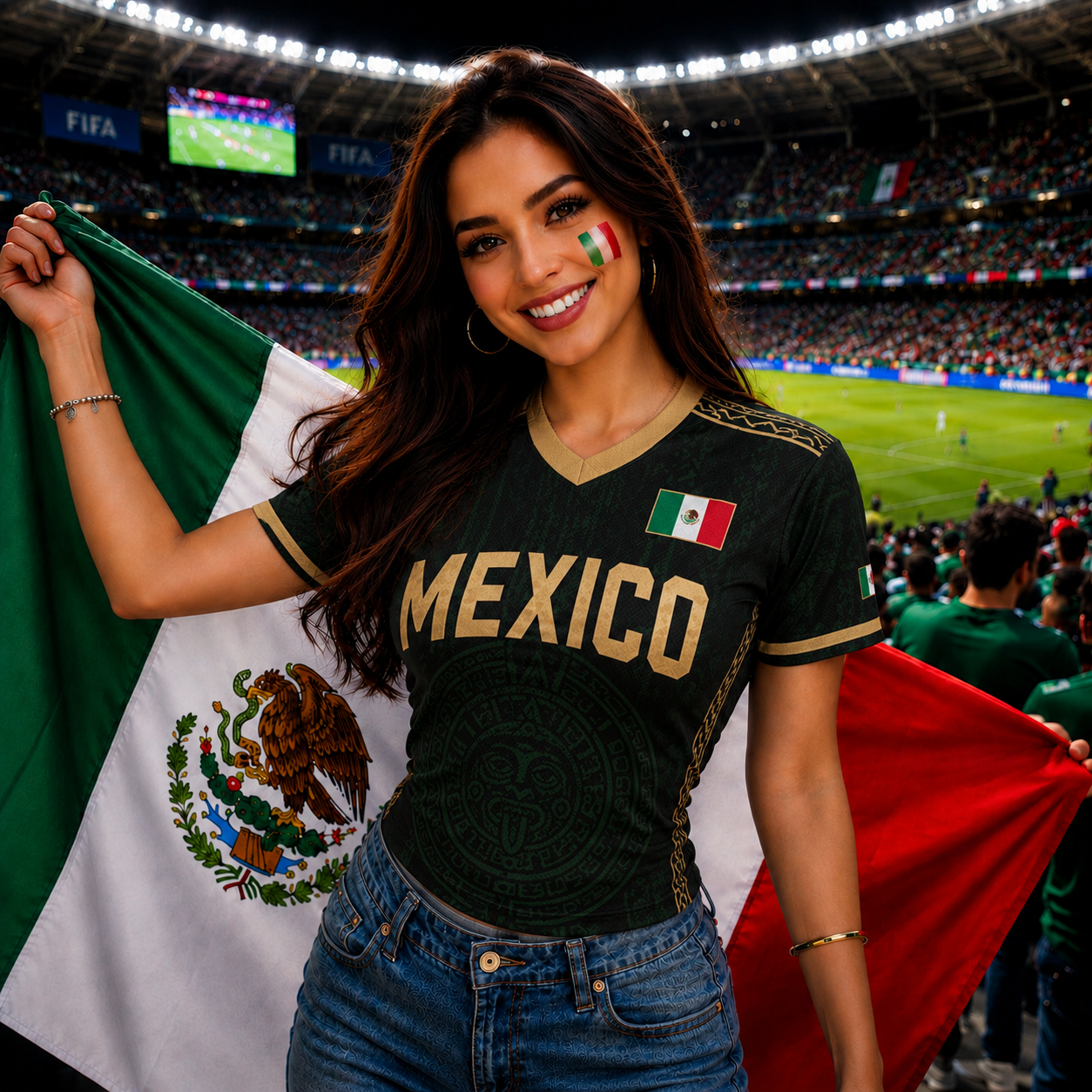 Personalized Black Green Mexican Flag Aztec Custom Uniform