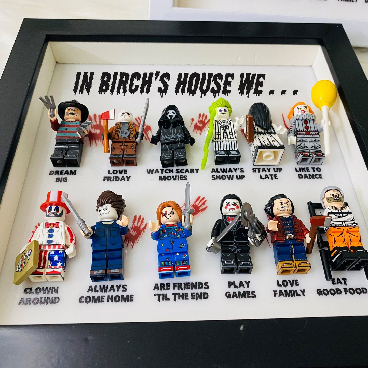 In This House We…  Horror Minifigure Frame, Halloween horror character frame