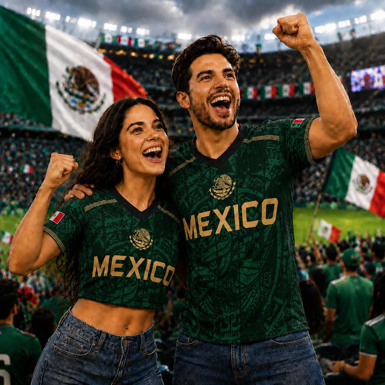 Forest Green Mayan Tribal Mexico Custom Patriotic Football Jersey