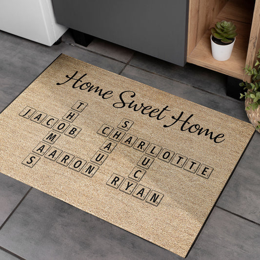 Home Sweet Home Crossword Puzzle Art Personalized Doormat