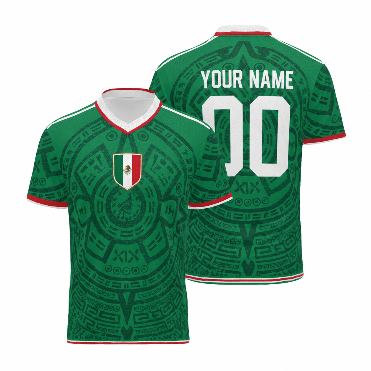 Custom Dark Green Aztec Mexico Jersey – Personalized Name Number Soccer Shirt