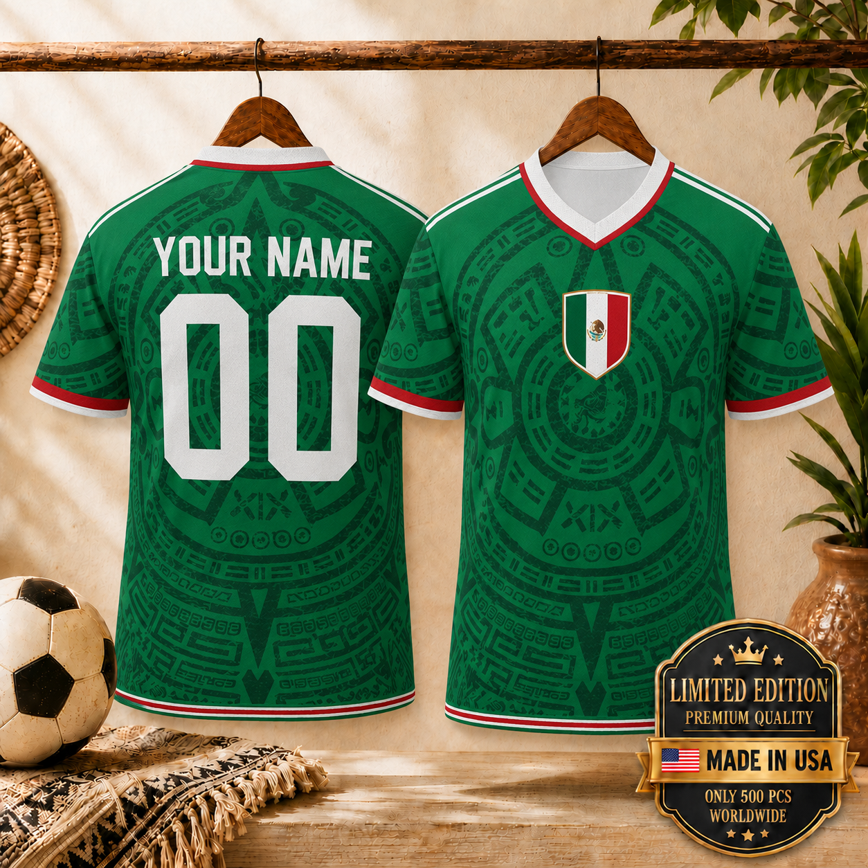 Custom Dark Green Aztec Mexico Jersey – Personalized Name Number Soccer Shirt