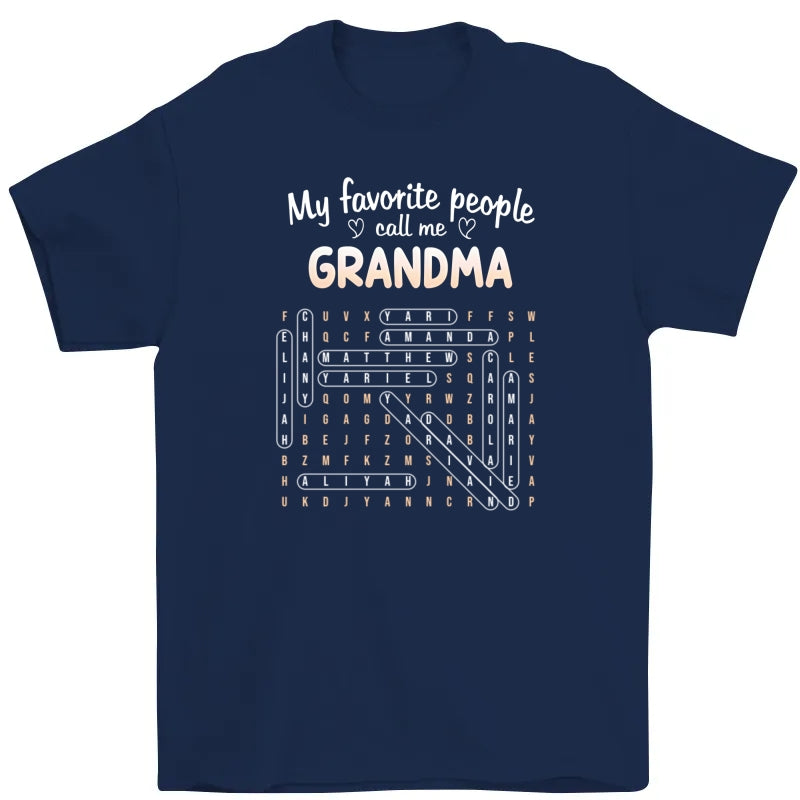 Favorite People Call Me Grandma Word Search Puzzle - Personalized Shirt - Mother's Day Gift For Grandma