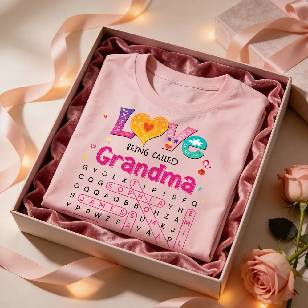 Love Being Called Grandma Colorful Word Search Puzzle - Personalized Shirt - Mother's Day Gift For Grandma Mom