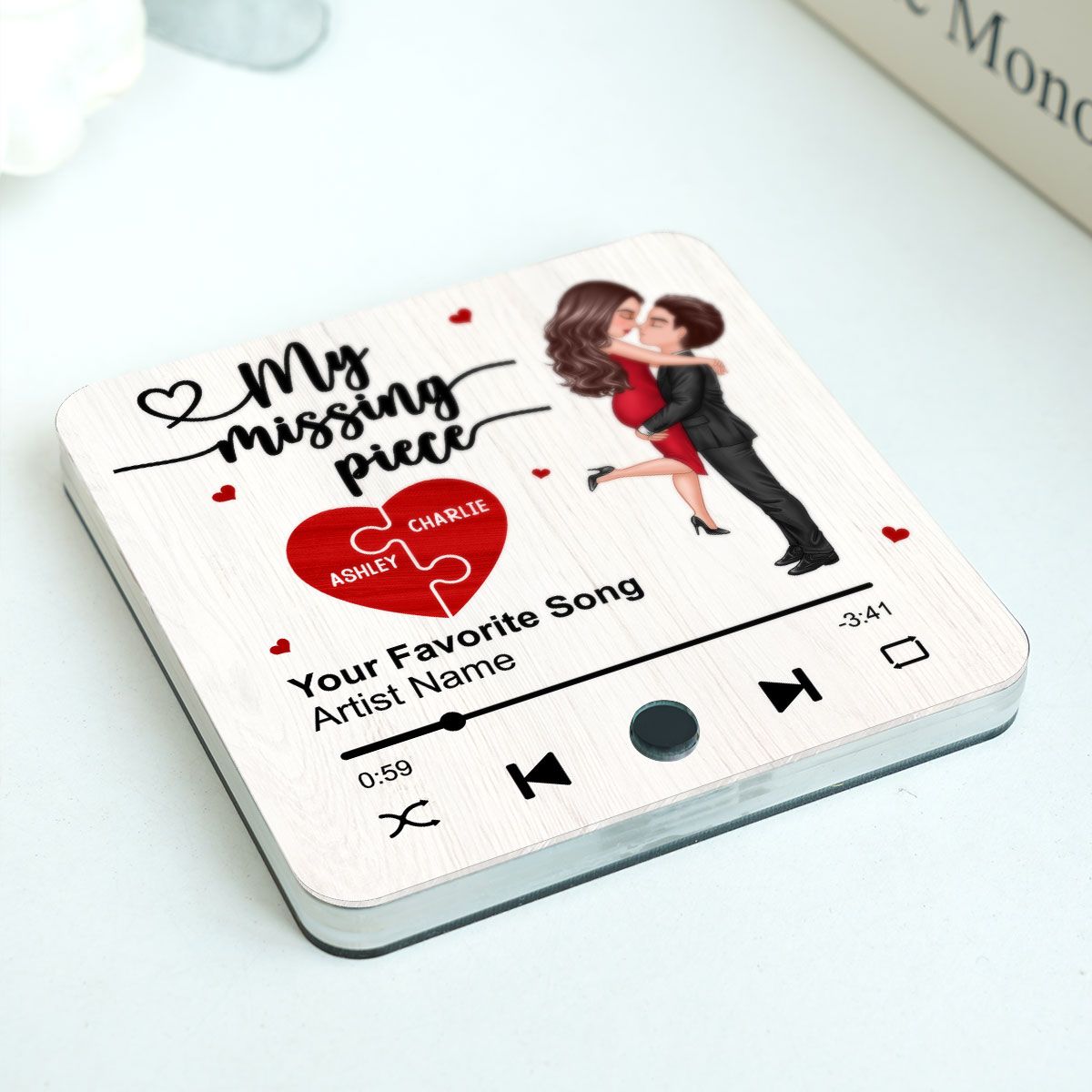 My Missing Piece Gift For Her Gift For Him Couple Kissing Favorite Song Personalized Music Fridge Magnet