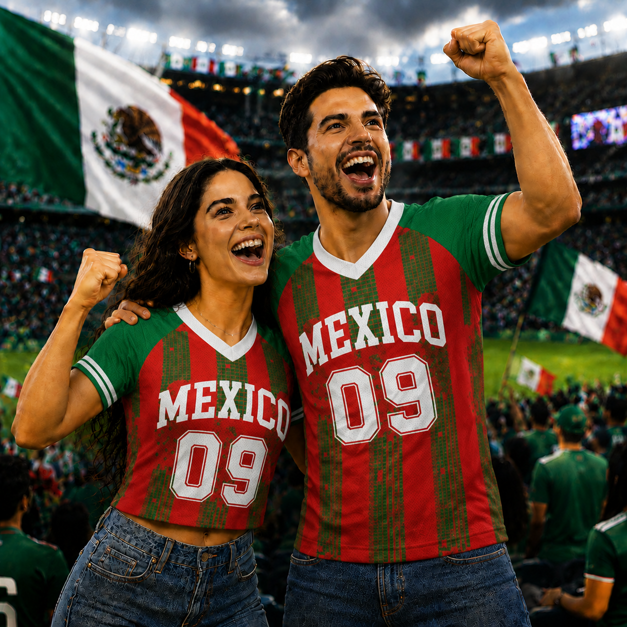 Personalized Retro Mexico Patriotic Football Jersey, Custom Mexican Flag Color Uniform Tee