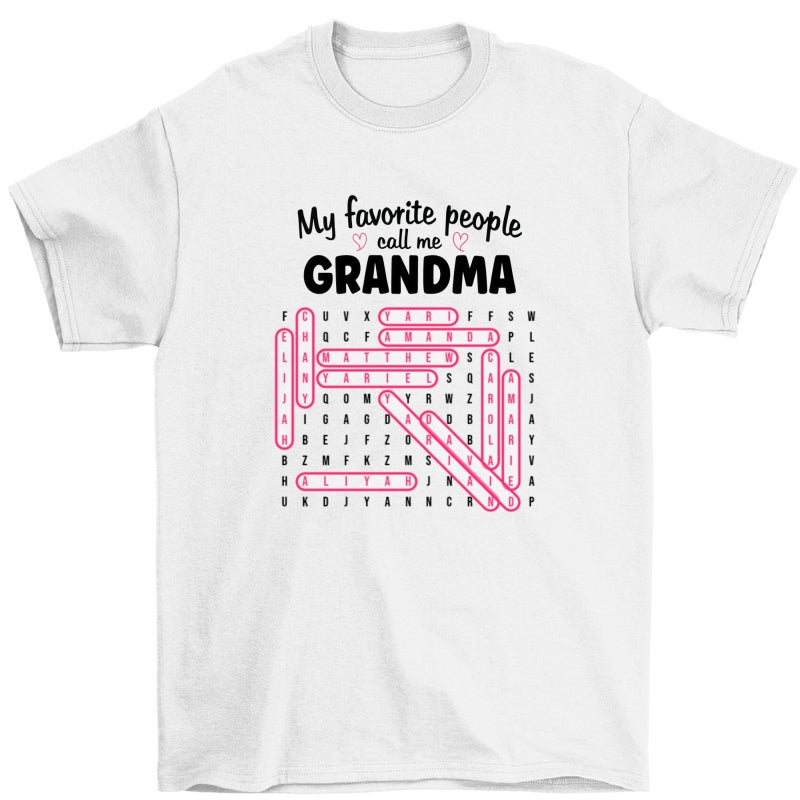 Grandma's Favorite People Word Search Puzzle - Personalized Shirt - Mother's Day Gift For Grandma Mom