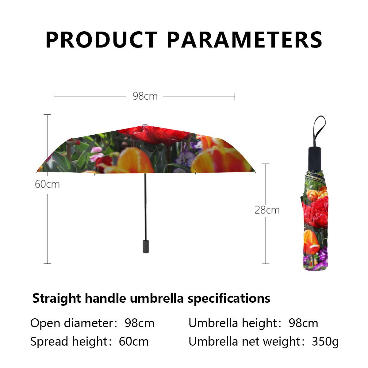 Falln Floral Crimson Waves Brushed Polyester Umbrella No.2VRGJP