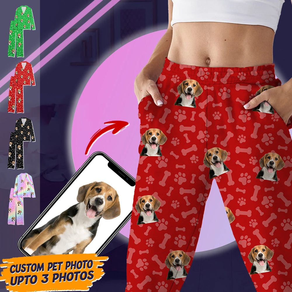 Personalized Pajamas With Dog Cat Photo Christmas Gift