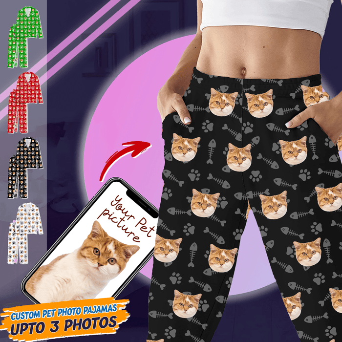 Personalized Pajamas With Dog Cat Photo Christmas Gift