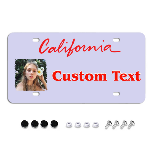 California Custom License Plates, Personalized Photo & Text & Background