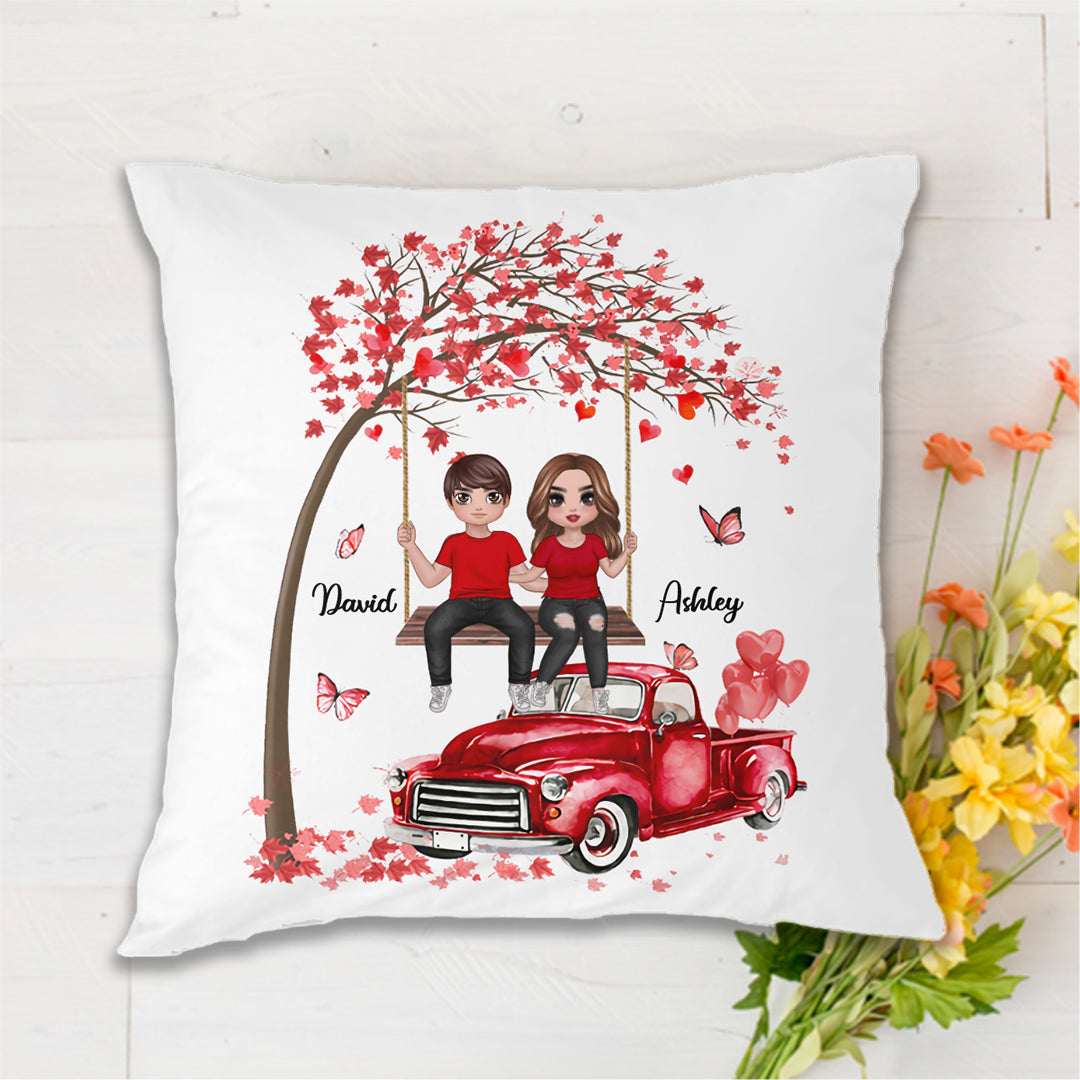 Doll Couple On Swing Valentine Gift For Him For Her Couple Personalized Pillow