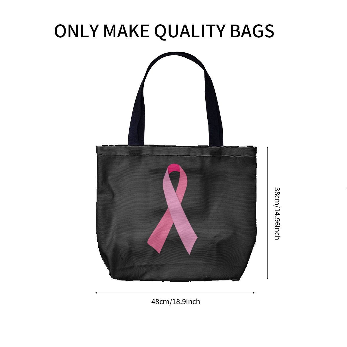 Pink Ribbon for Breast Cancer Awareness Black Canvas Bag NO. QEKEBD