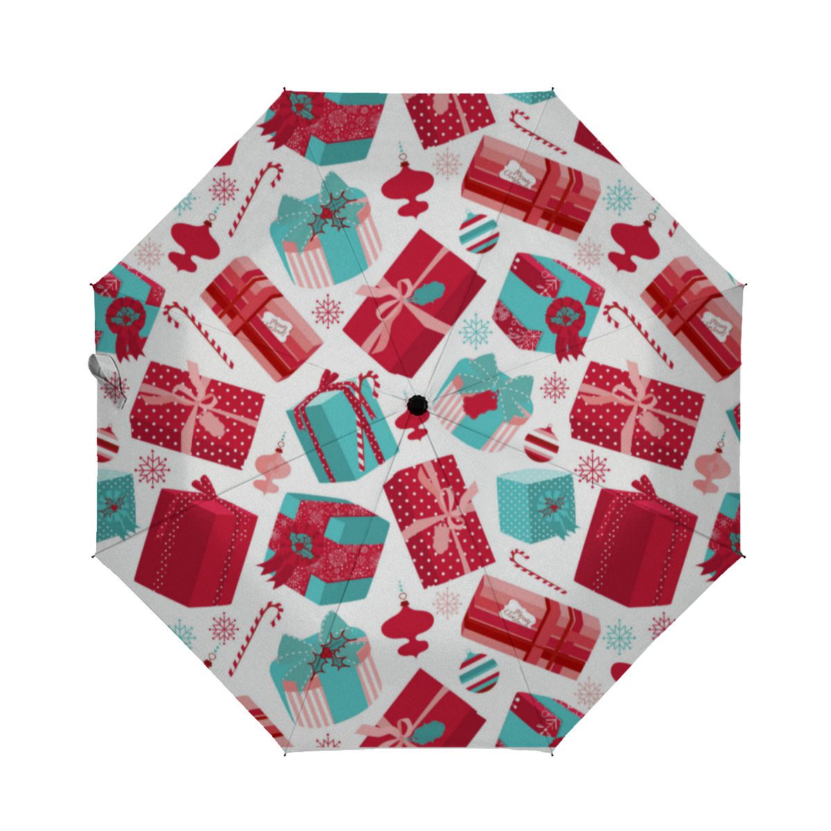 Red & Blue Retro Christmas Packages Brushed Polyester Umbrella No.O3KX78