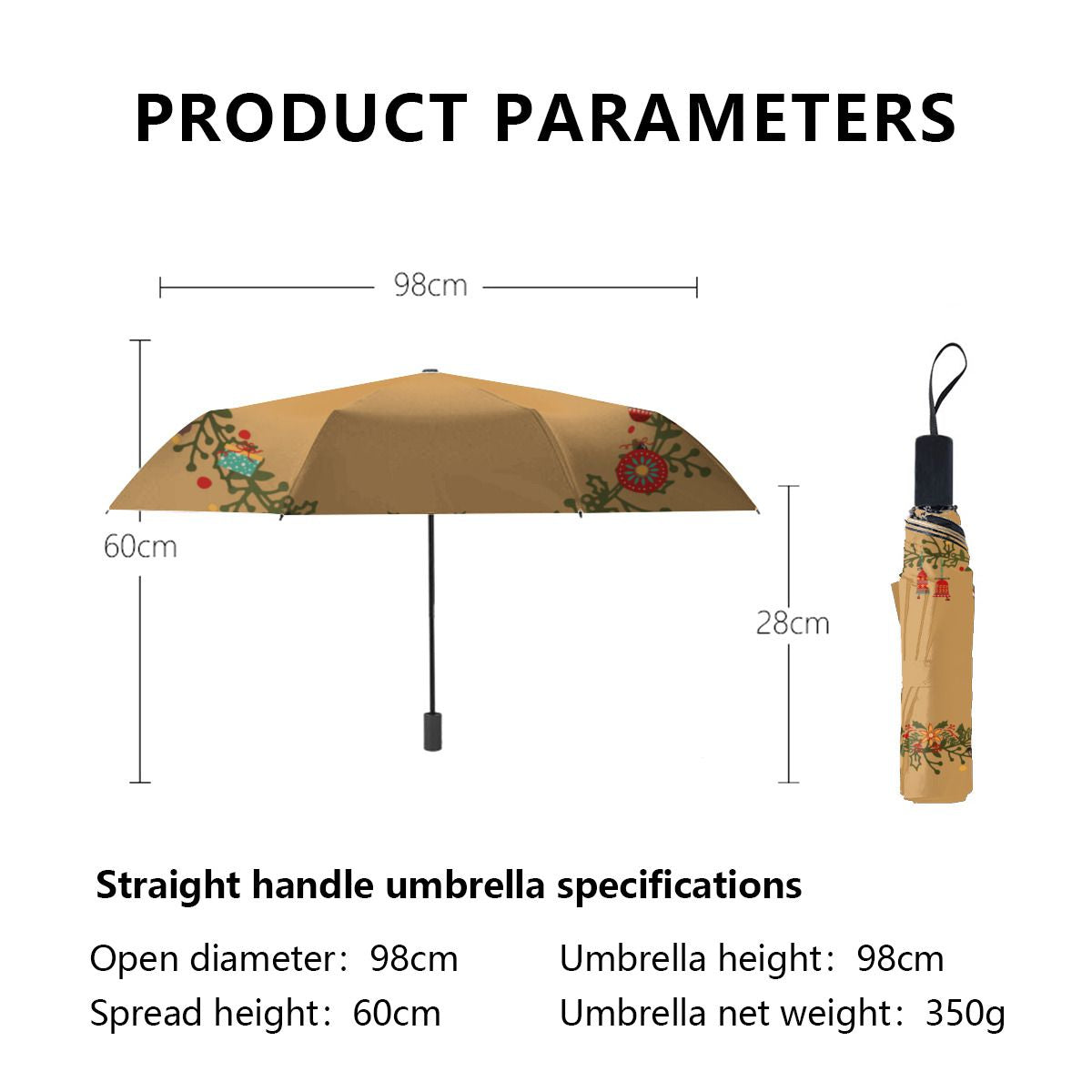 Woodland Wreath Design - Christmas Umbrella-2 No.WNL33W