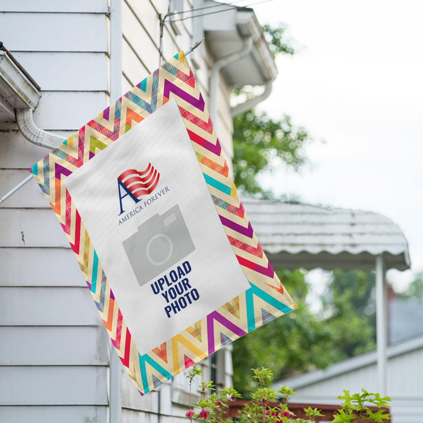 Personalized Multi Color Chevron House Flag & Garden Flag