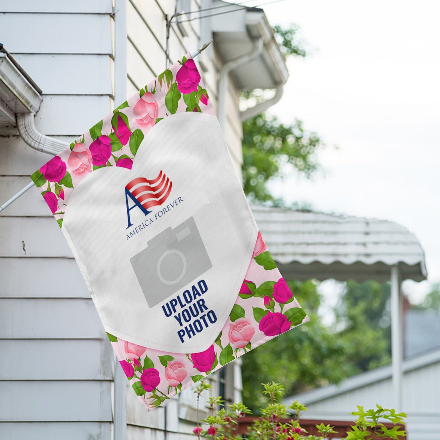 Personalized Pink Roses House Flag & Garden Flag