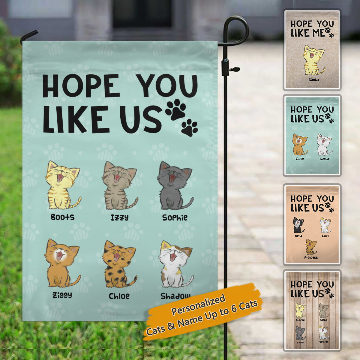 Hope You Like Us Personalized Cat Decorative Garden Flags